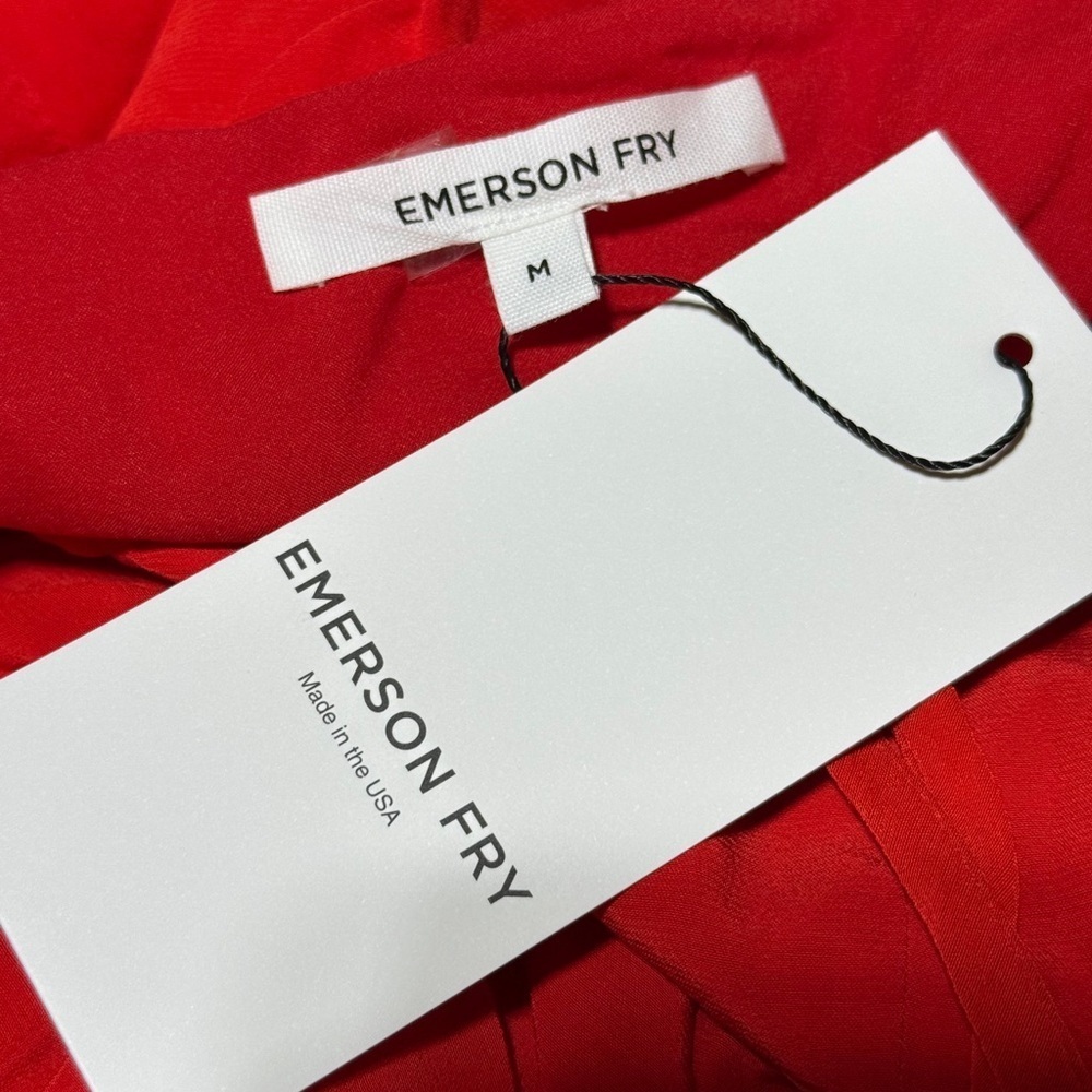 Emerson Fry Grenadine Amy Sundress Size M NWT Red Midi Dress Viscose Slit USA - Picture 10 of 12